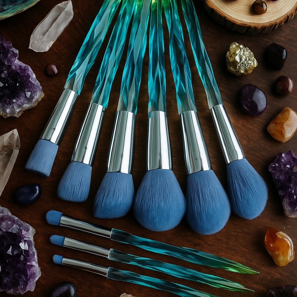 Blue and Teal Makeup Brush Set